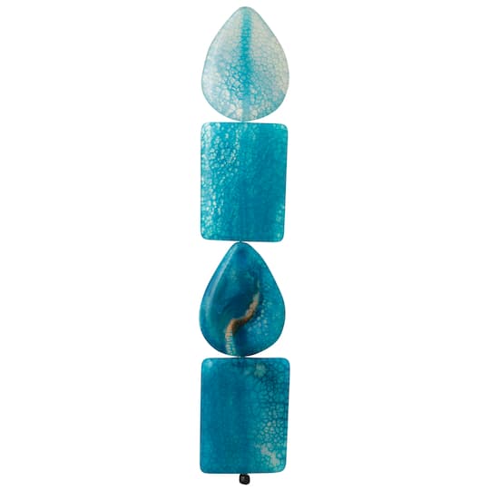 12 Pack: Aqua Dyed Fire Agate Beads, 45mm by Bead Landing™